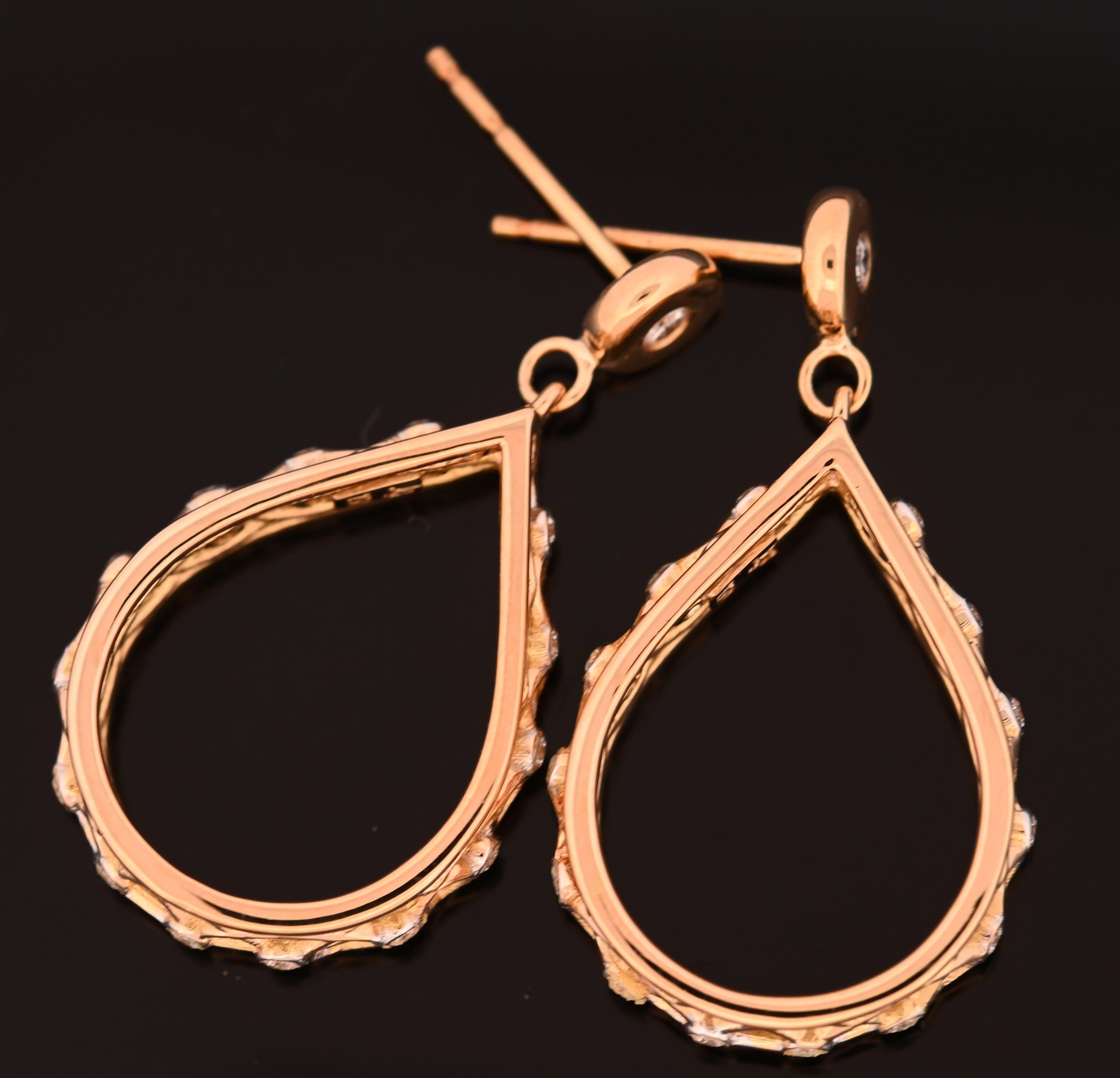 Round Cut Classic Design 18K Yellow Gold Halo Loop Earring with Diamonds For Sale