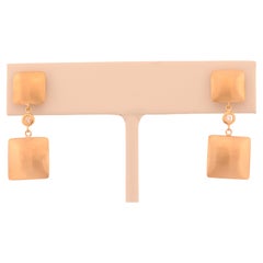 Classic Design 18K Yellow gold Pillow Talk Square Earring with Diamond
