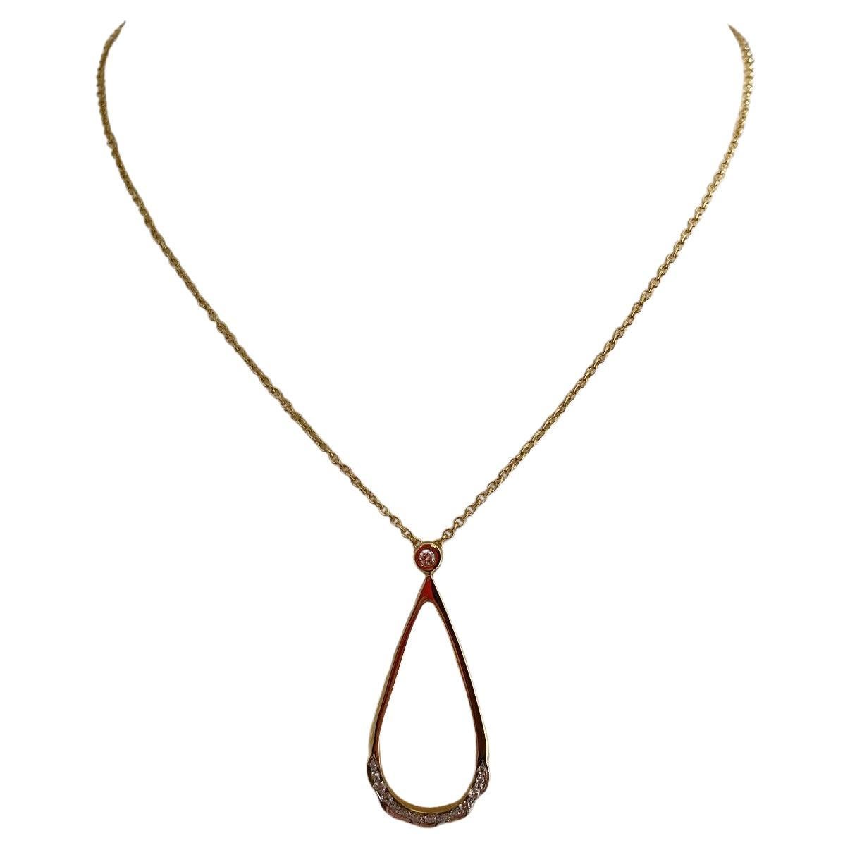 Design classico in oro giallo 18K Soleil Pave Teardrop LG con diamanti