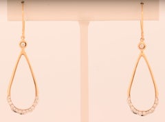 Classic Design 18K Yellow Gold Soleil Teardrop with Diamonds Earring