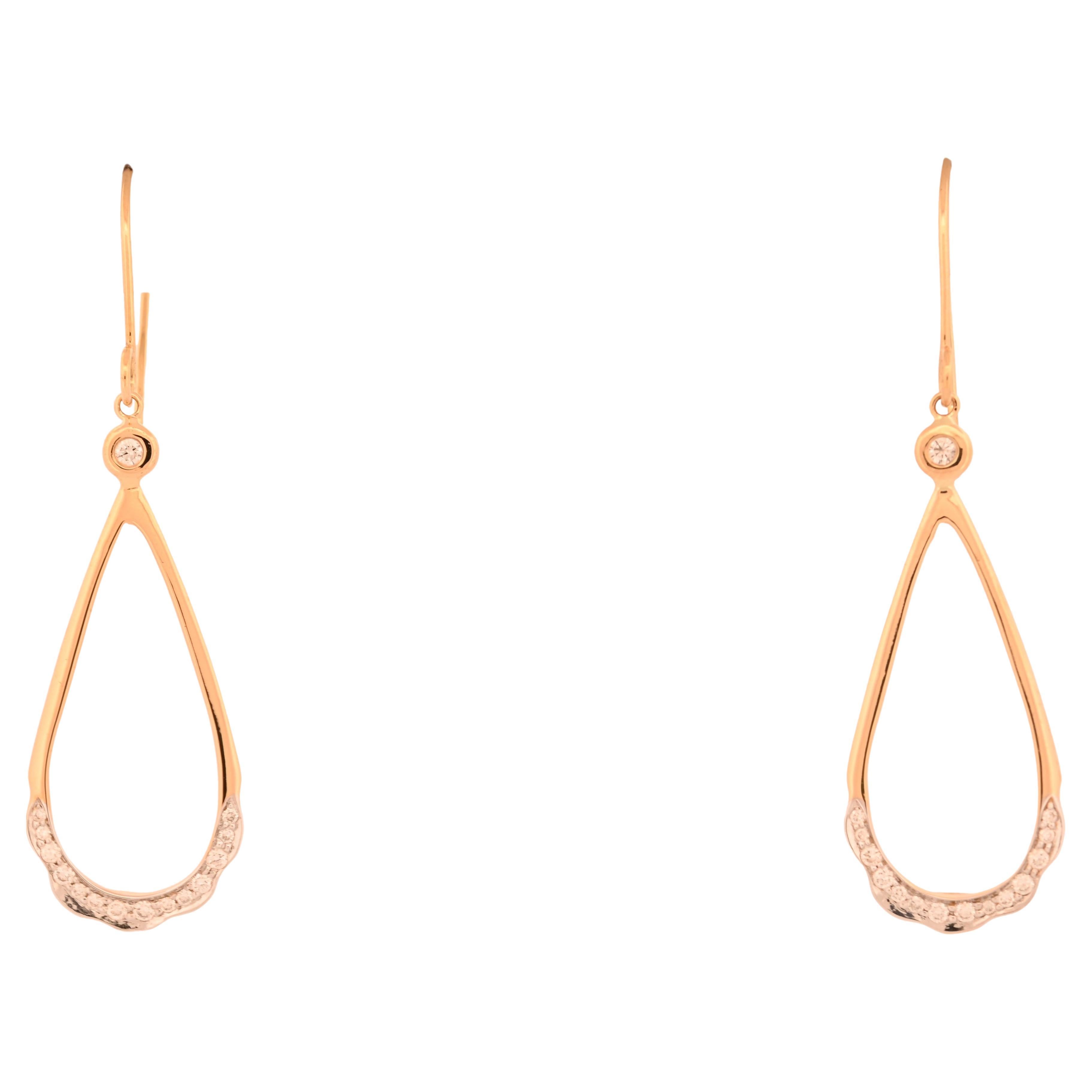 Classic Design 18K Yellow Gold Soleil Teardrop with Diamonds Earring