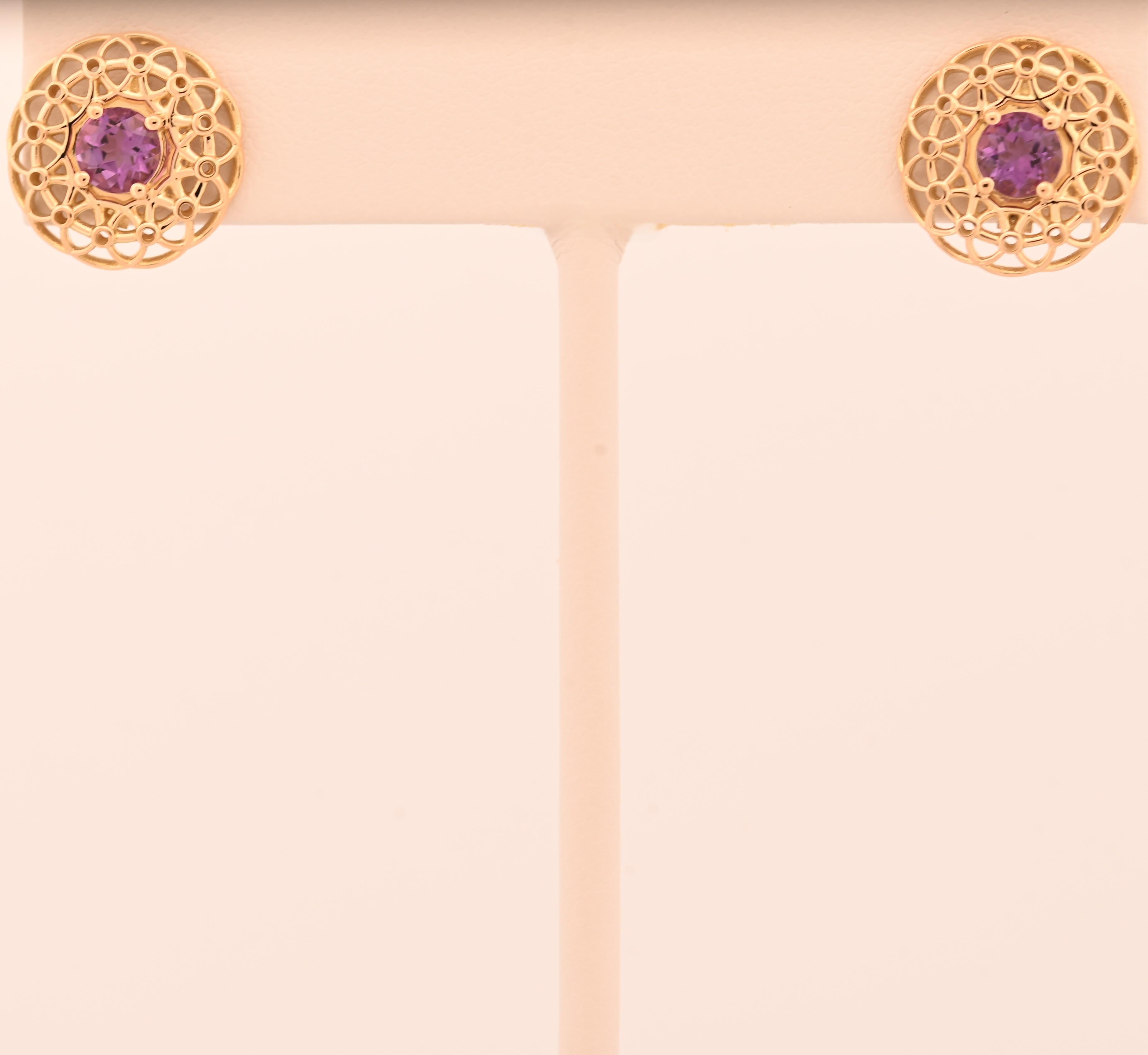 Introducing our Halo Amethyst Earrings, a captivating blend of elegance and color. Each earring features a stunning round amethyst at its center, the intricate setting showcases the amethyst's beauty, while the secure post design ensures a
