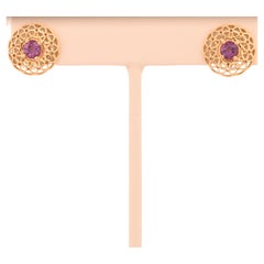 Classic Design 18K Yellow Halo Earring with Amethyst