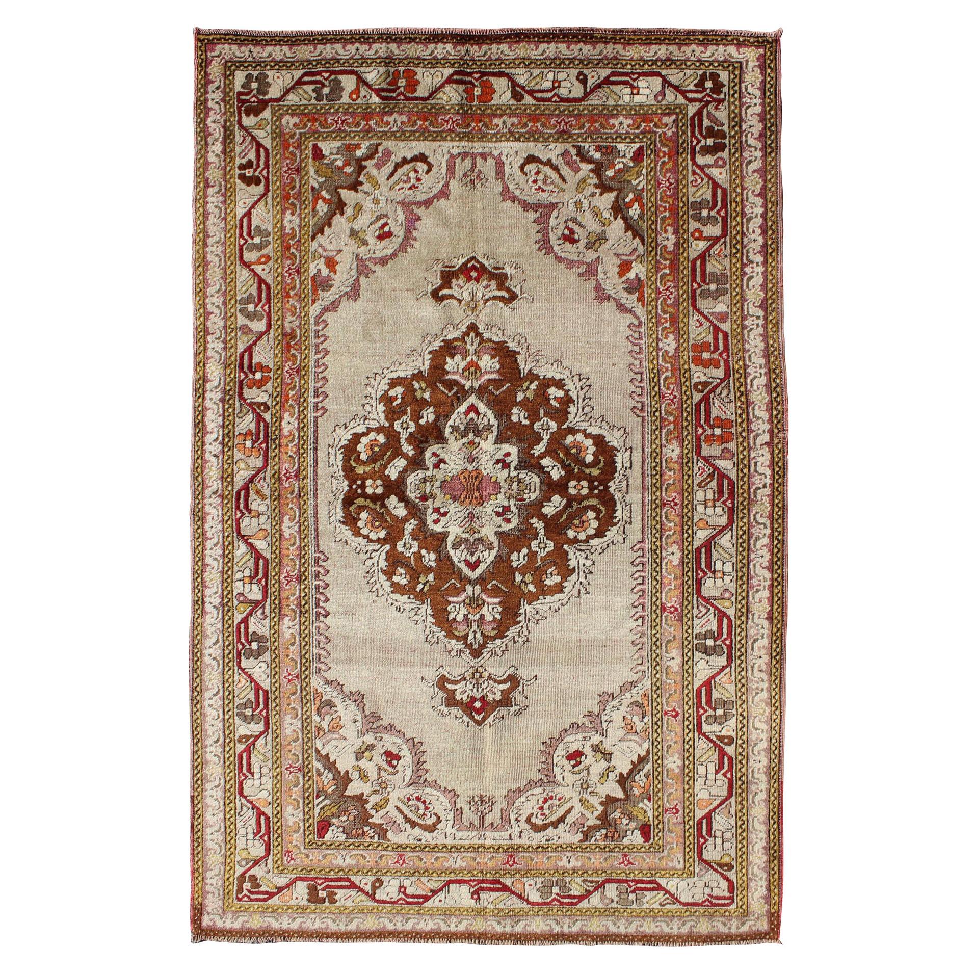 Classic Design, Intricate Antique Oushak with Fine Weave & Great Quality Wool For Sale