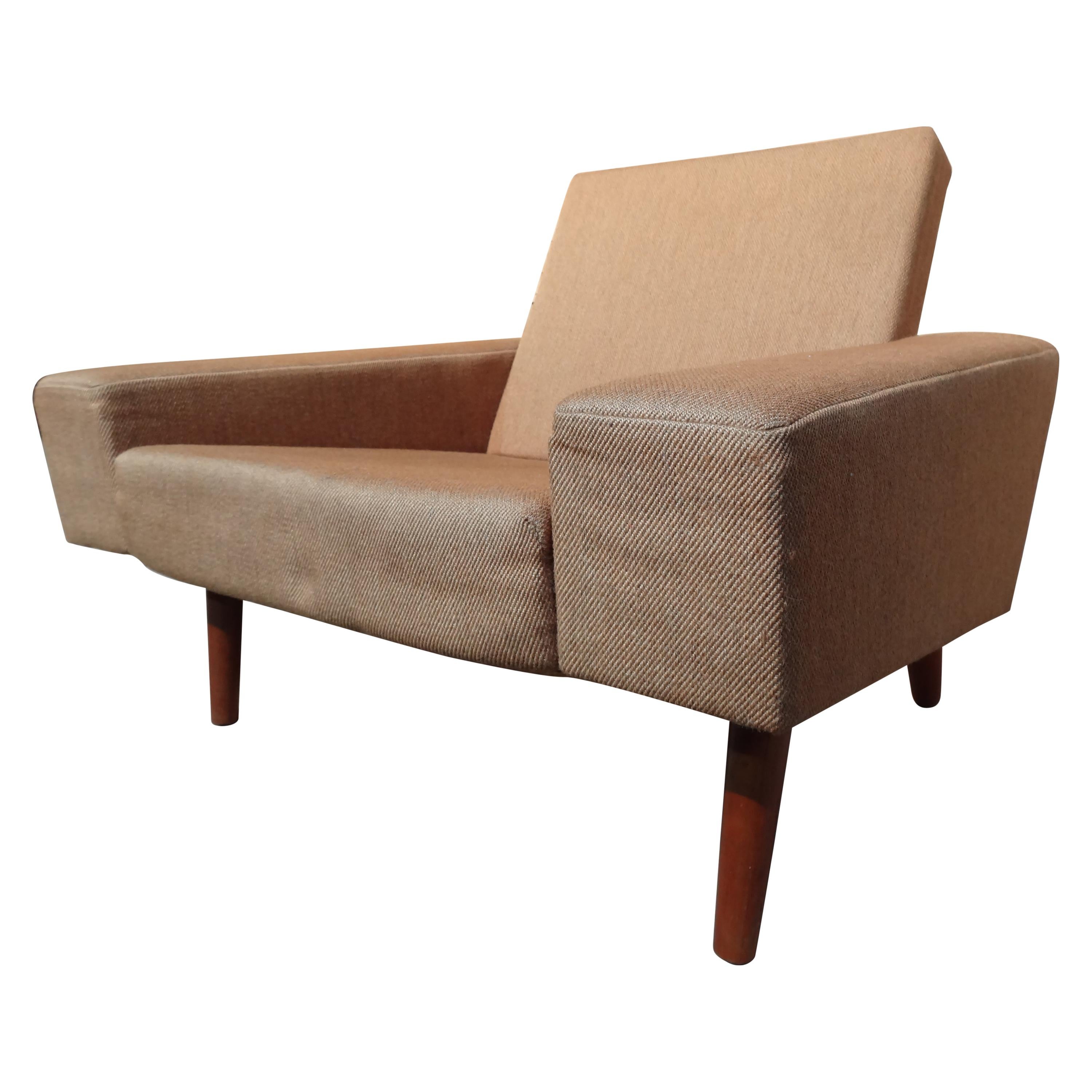 Classic Design Totally Original Retro, 1950 Danish Fabric Armchair For Sale