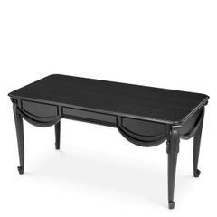 Classic Desk, Black Lacquered Wood, Refined Design.