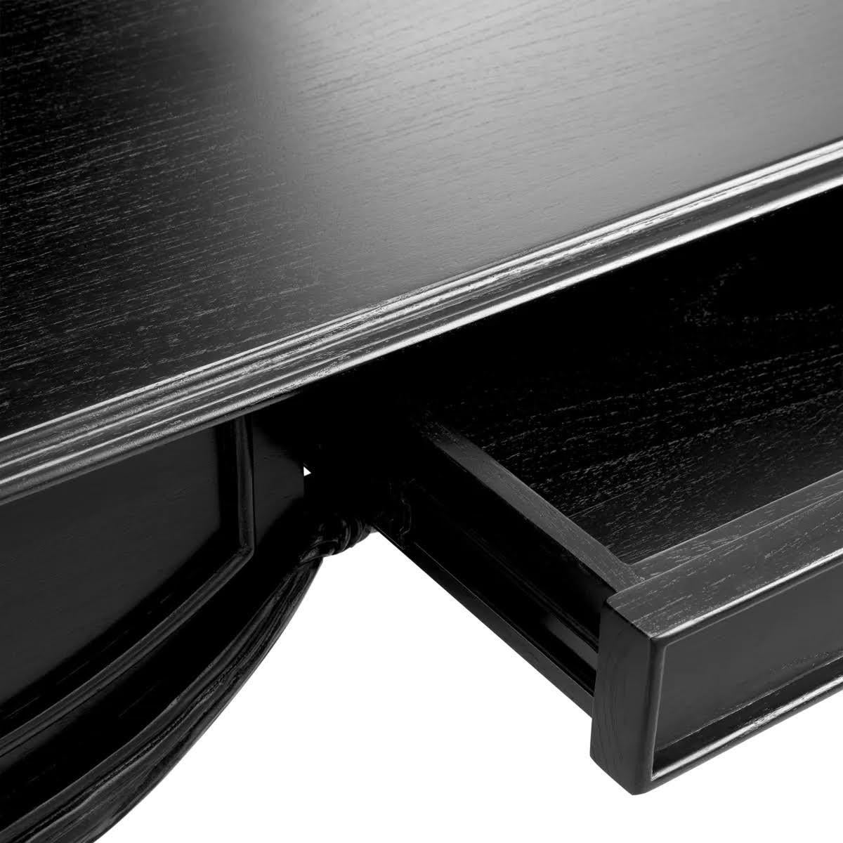 Classic Desk, Black Lacquered Wood, Refined Design. In New Condition For Sale In Saint-Ouen, FR