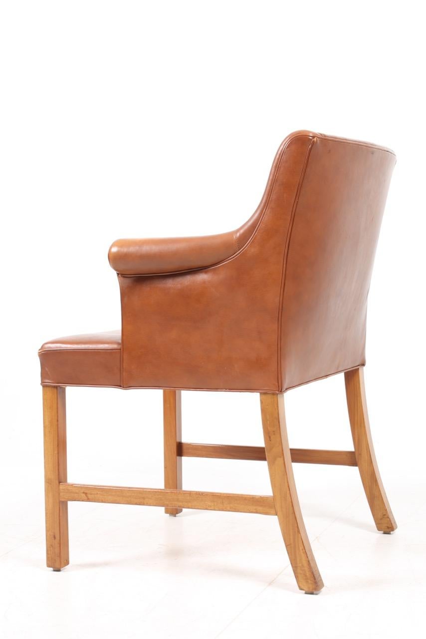 Scandinavian Modern Classic Desk Chair in Leather by Ole Wanscher