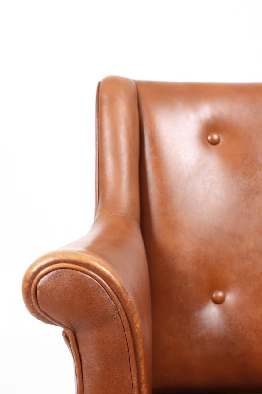 Classic Desk Chair in Leather by Ole Wanscher In Good Condition In Lejre, DK