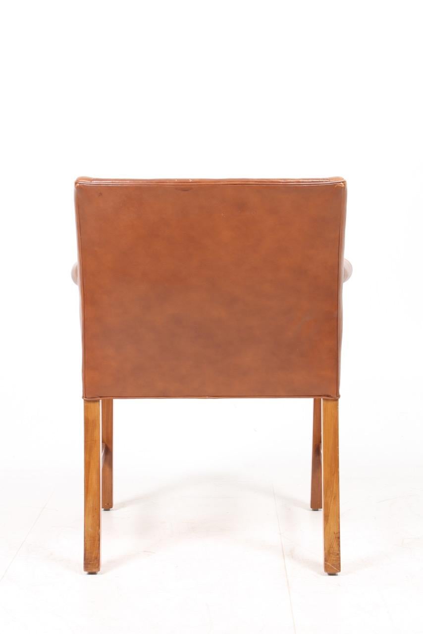 Mahogany Classic Desk Chair in Leather by Ole Wanscher