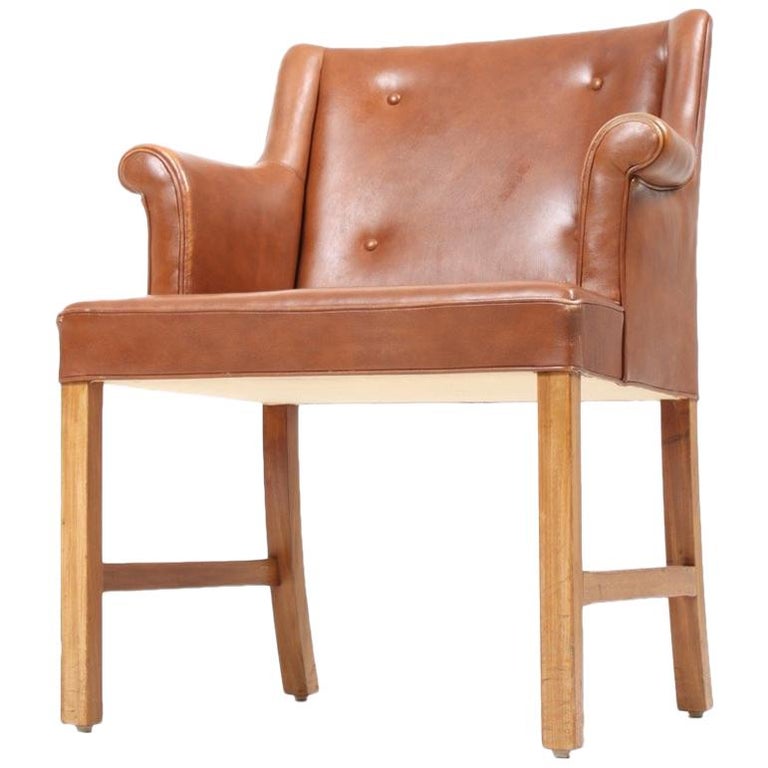 Classic Desk Chair In Leather By Ole Wanscher For Sale At 1stdibs