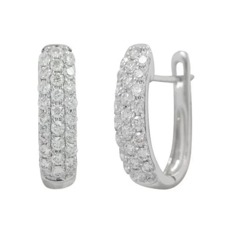 Antique Cushion Cut Classic Diamond 14K Gold Hoop Earrings  for Her For Sale