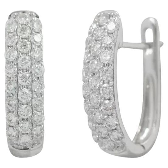 Classic Diamond 14K Gold Hoop Earrings  for Her For Sale