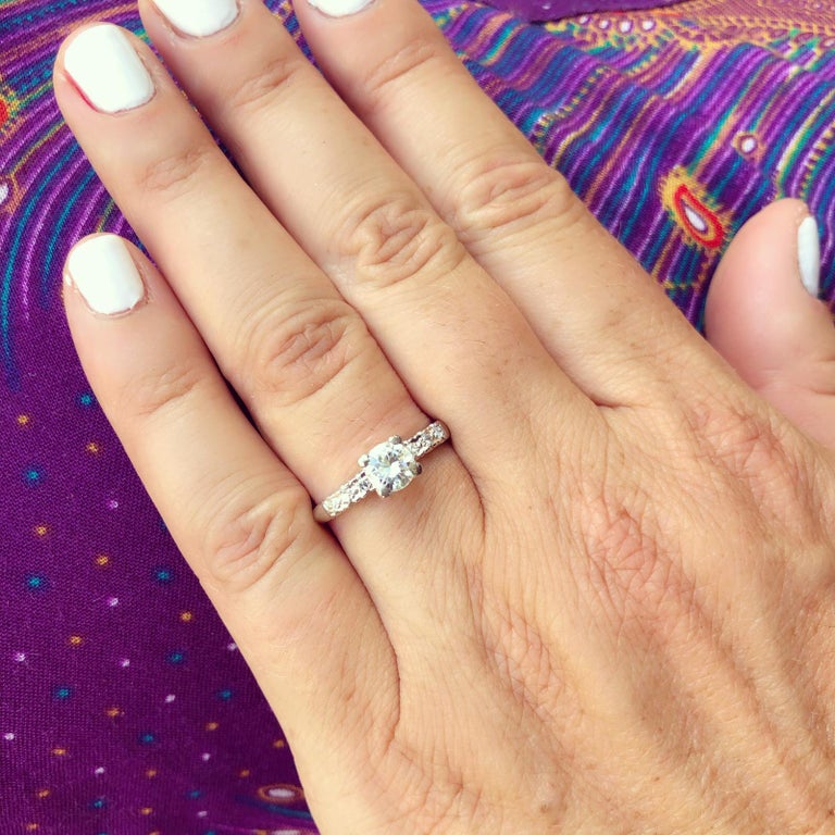 Classic Diamond and Platinum Engagement Ring For Sale at 1stDibs