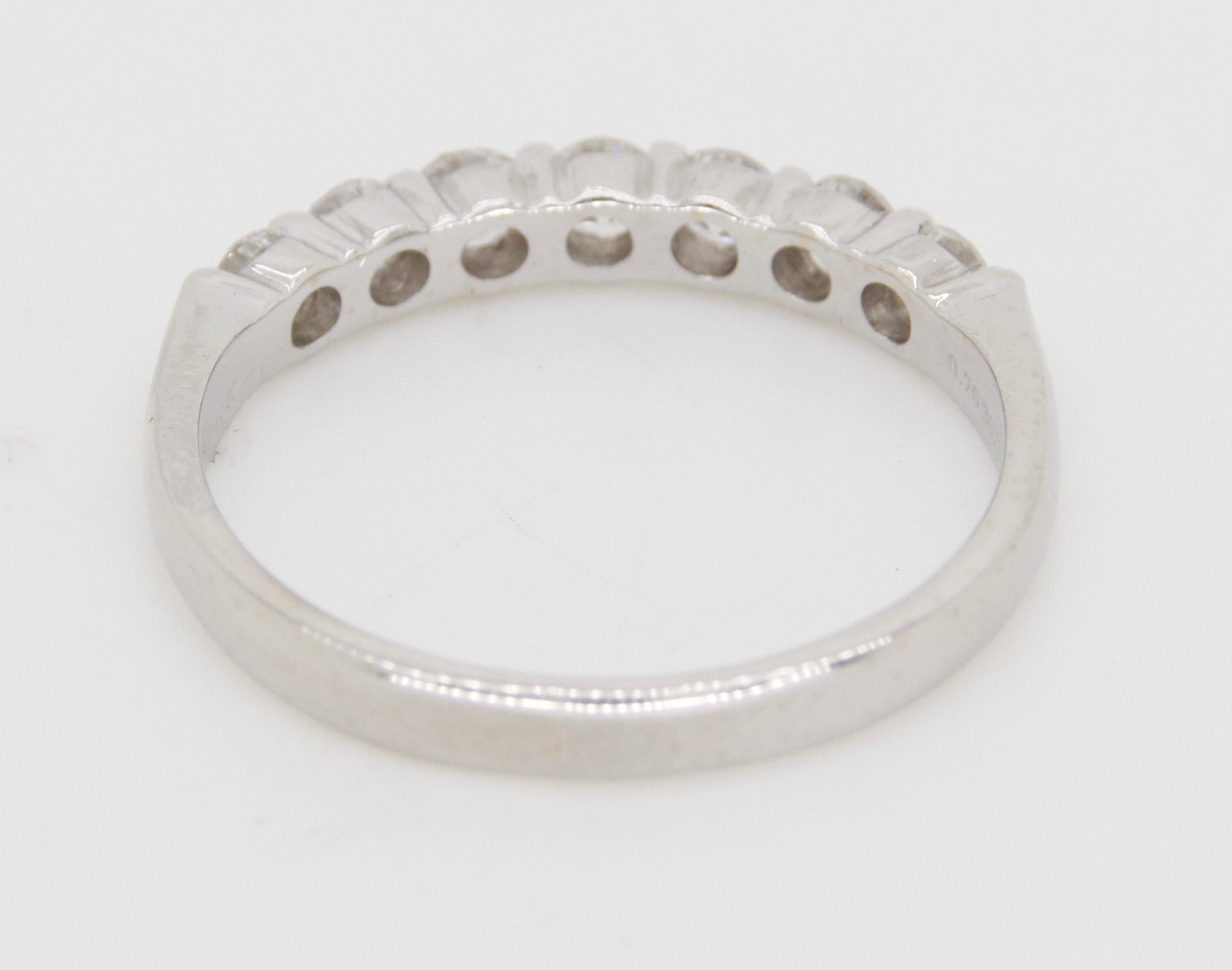 Round Cut Classic Diamond Band Made in 18k White Gold For Sale