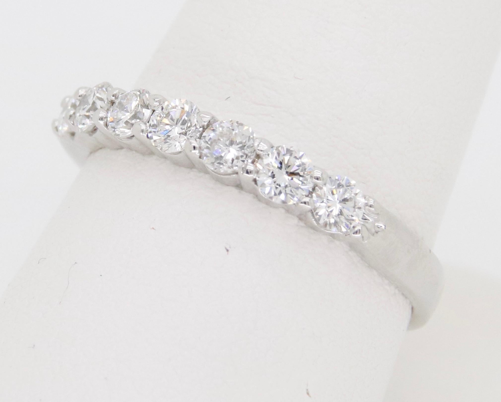 Women's Classic Diamond Band Made in 18k White Gold For Sale