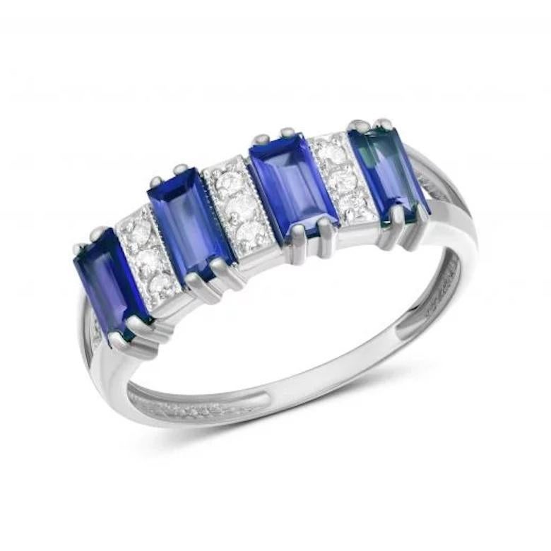 Ring White Rose Gold 14 K (Same Ring with Emerald stone Available)

Diamond 9-RND57-0,08-3/6А 
Blue Sapphire  4-1,1 ct
Weight 2,54 grams
Size 7

With a heritage of ancient fine Swiss jewelry traditions, NATKINA is a Geneva based jewellery brand,