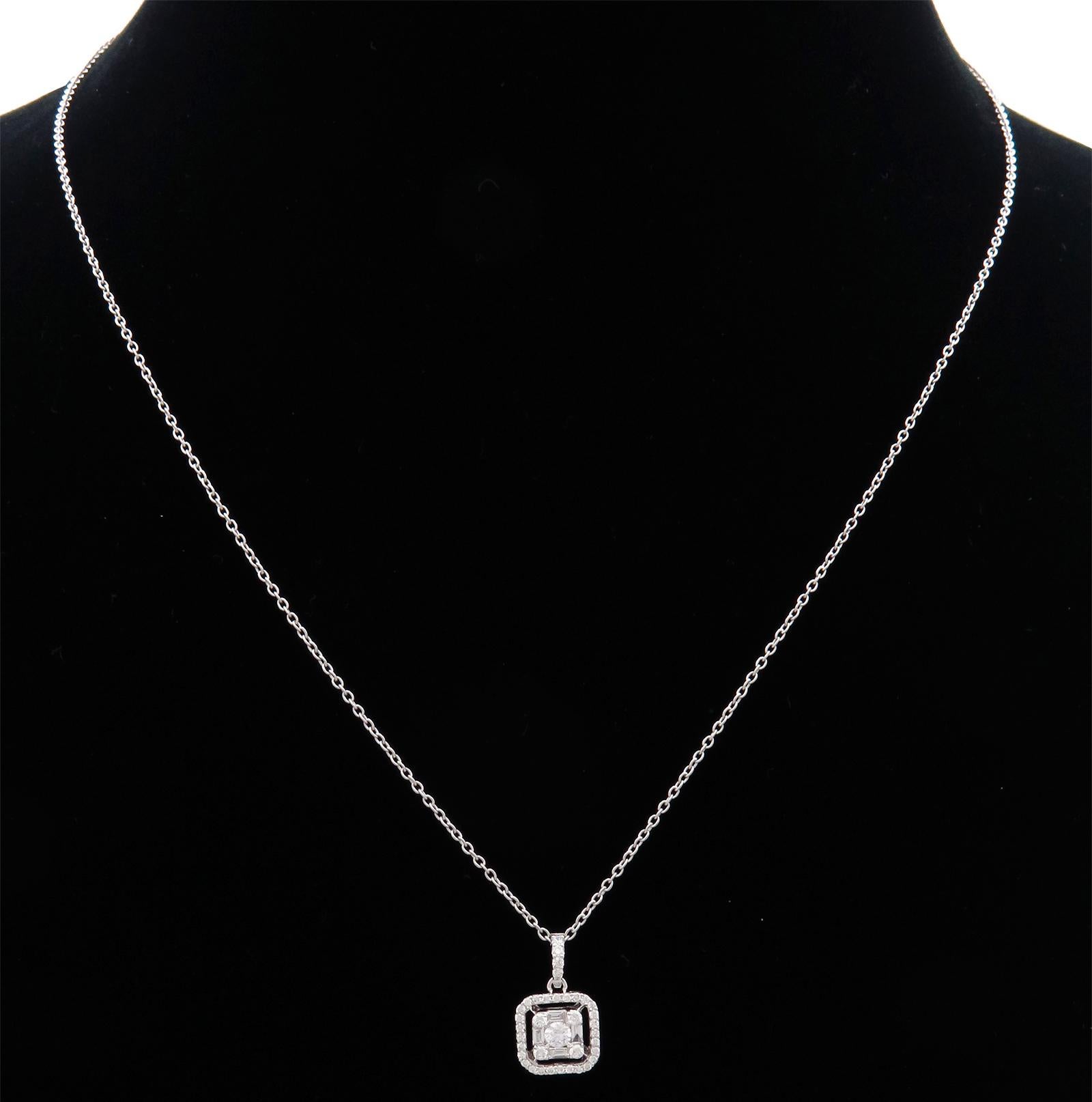 Modern Classic Diamond Chain Necklace in 18 Karat White Gold