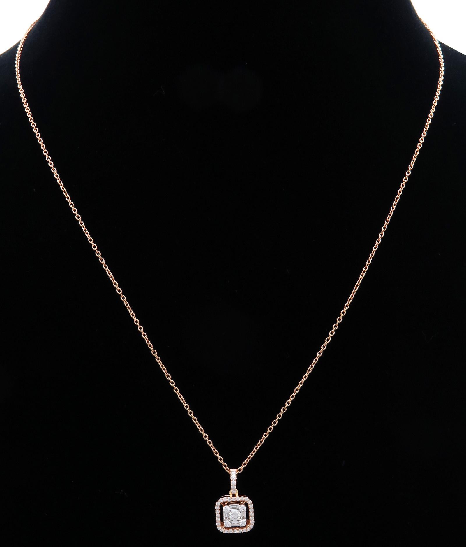 Baguette Cut Classic Diamond Chain Necklace in 18 Karat White Gold