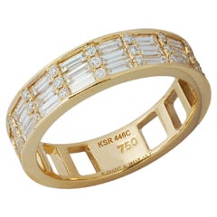 Classic Diamond Cigar Band 3 Ring in 18K Gold Settings