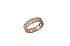 Classic Diamond Cigar Band 3 Ring in 18K Rose Gold Settings