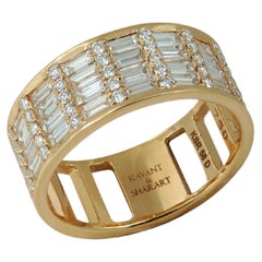 Classic Diamond Cigar Band 5 Ring in 18K Gold Settings