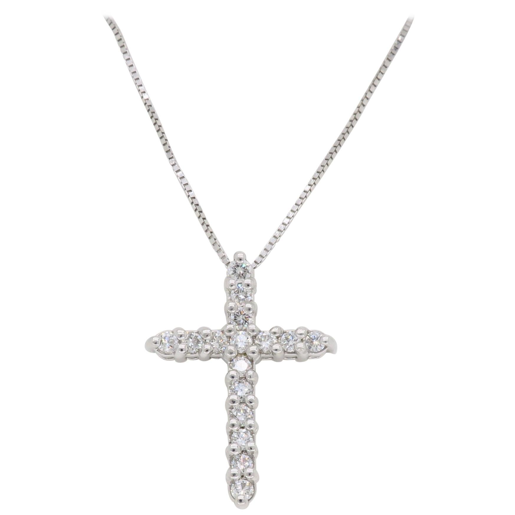 Classic Diamond Cross Pendant Necklace