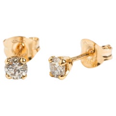 Classic Diamond Ear Studs, 9 Carat Yellow Gold / Est .20 Carat
