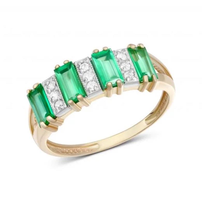 Round Cut Classic Diamond Emerald White Rose 14k Gold Ring for Her for Him For Sale