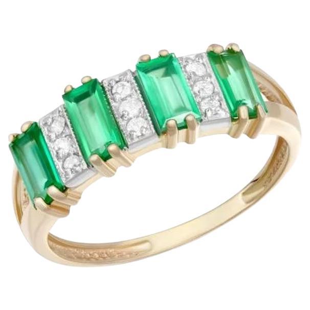 Classic Diamond Emerald White Rose 14k Gold Ring for Her for Him