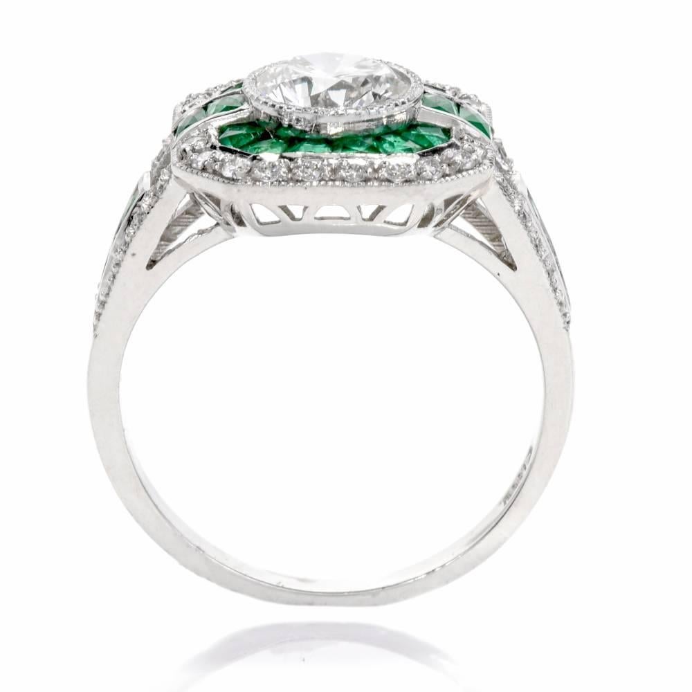 Classic Diamond Emerald Platinum Engagement Ring 1