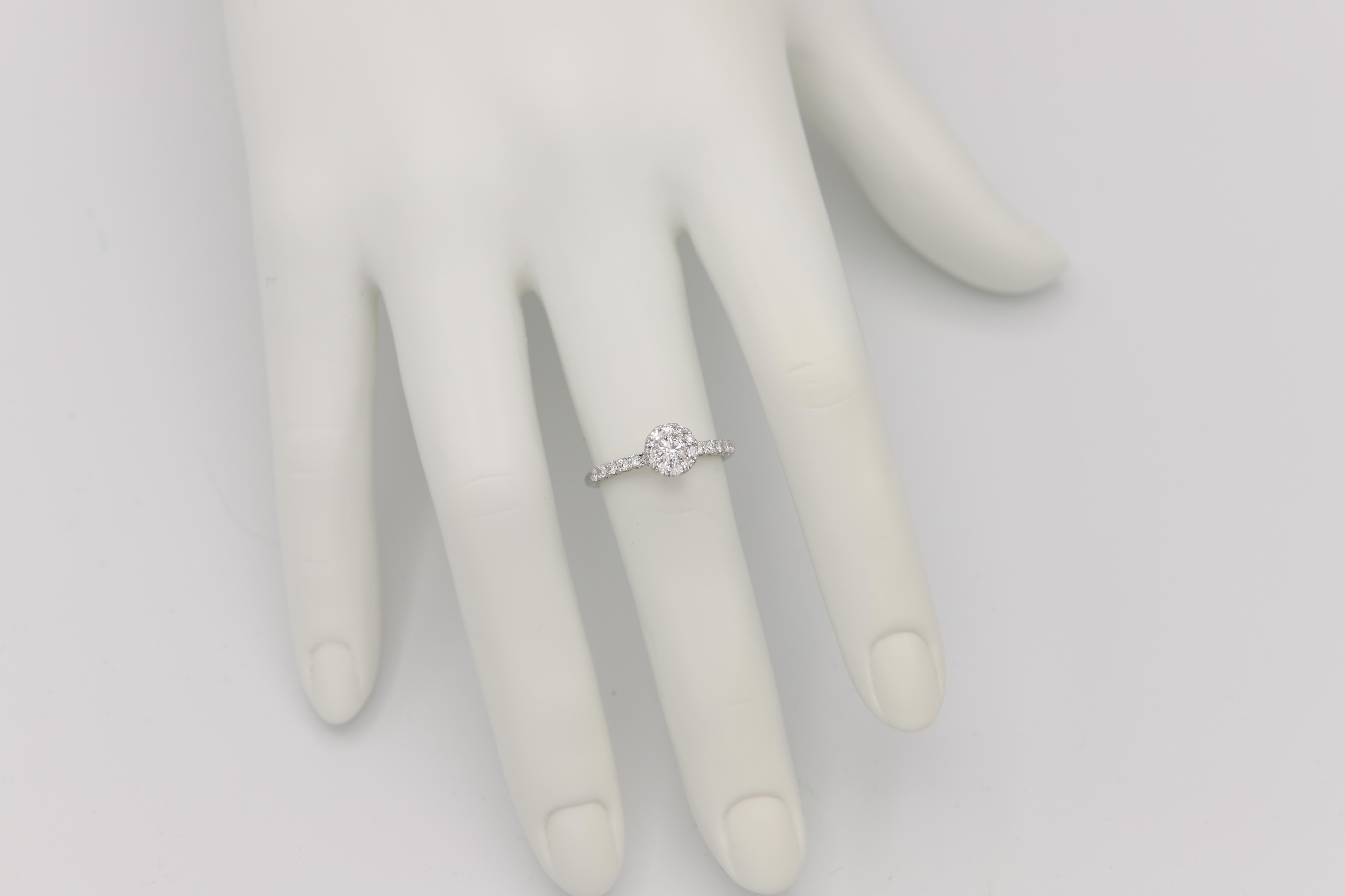 Classic Diamond Engagement Ring 18 Karat White Gold Cluster Diamond Ring For Sale 5