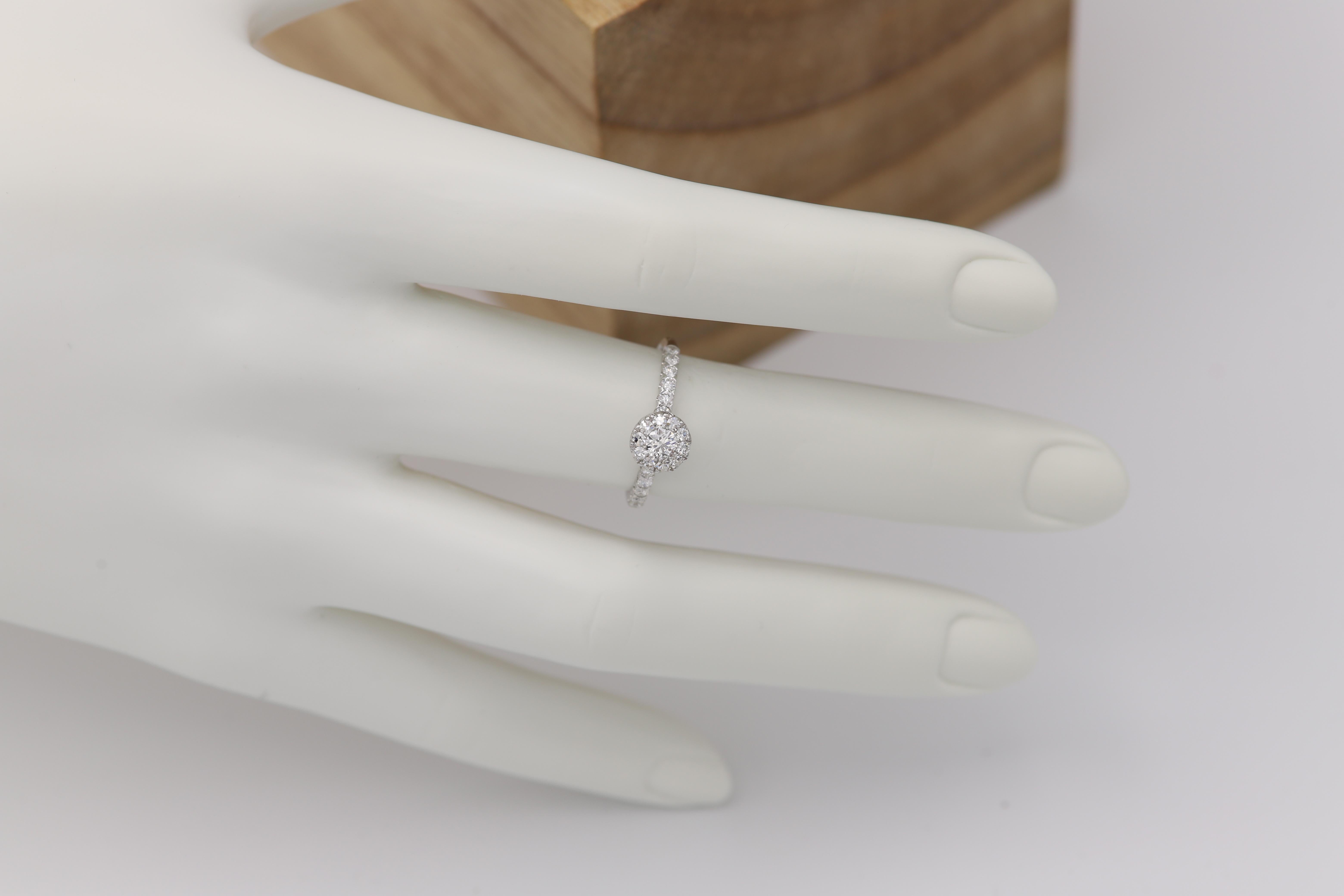 Classic Diamond Engagement Ring 18 Karat White Gold Cluster Diamond Ring For Sale 6