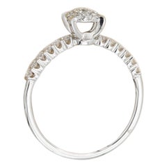 Classic Diamond Engagement Ring 18 Karat White Gold Cluster Diamond Ring