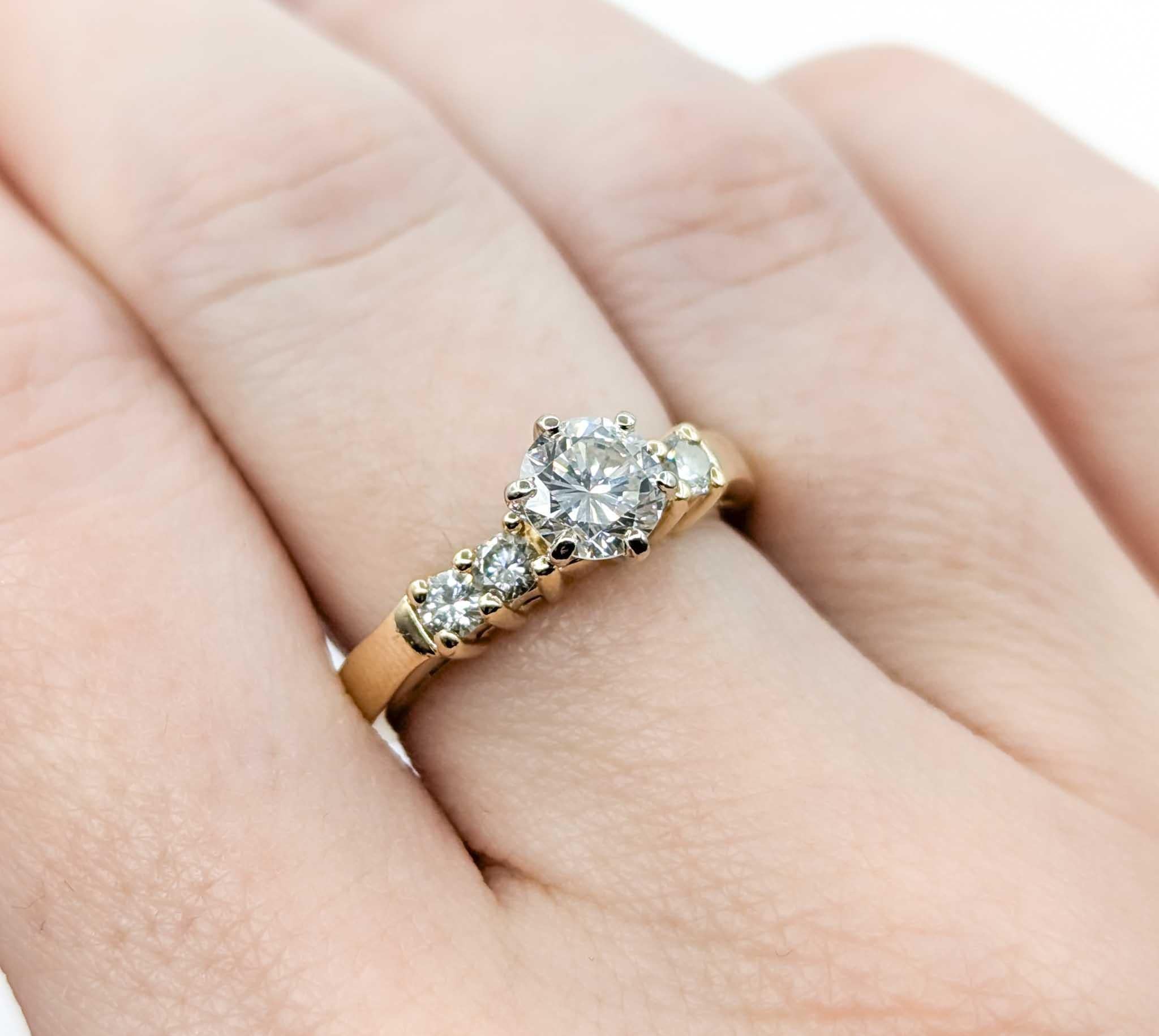 Round Cut Classic Diamond Engagement Ring in 14k Yellow Gold For Sale