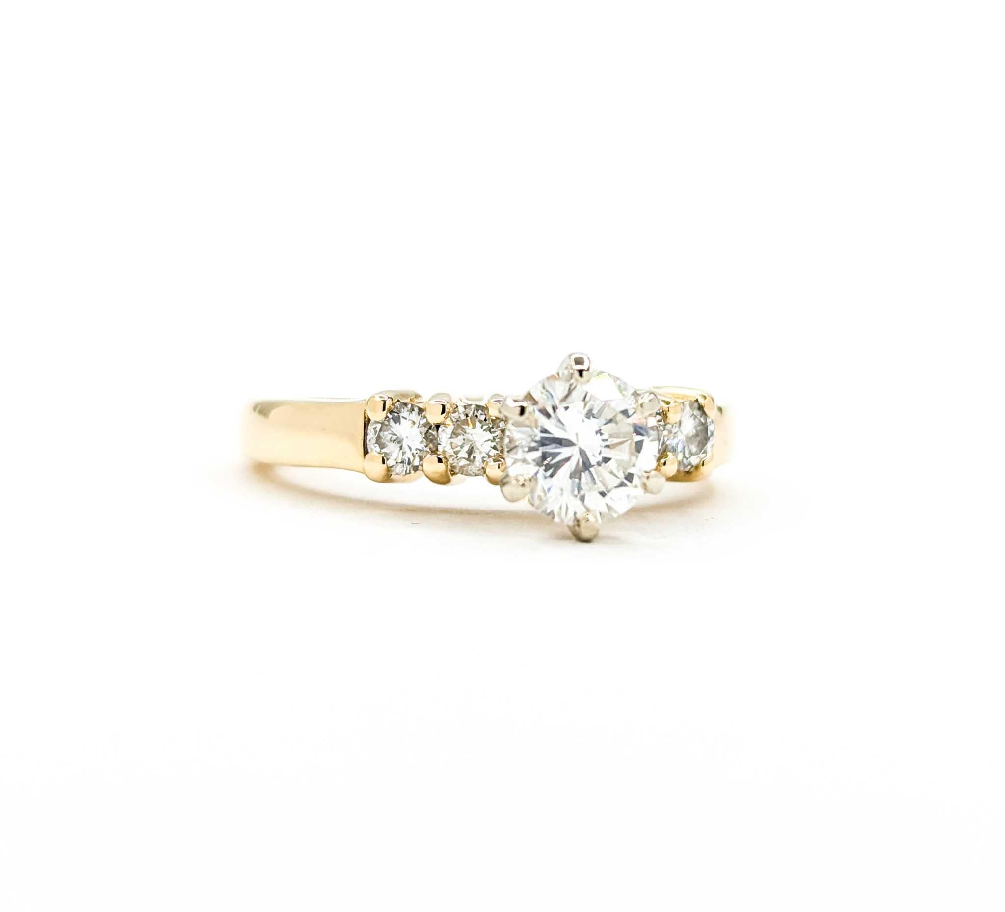 Women's Classic Diamond Engagement Ring in 14k Yellow Gold For Sale