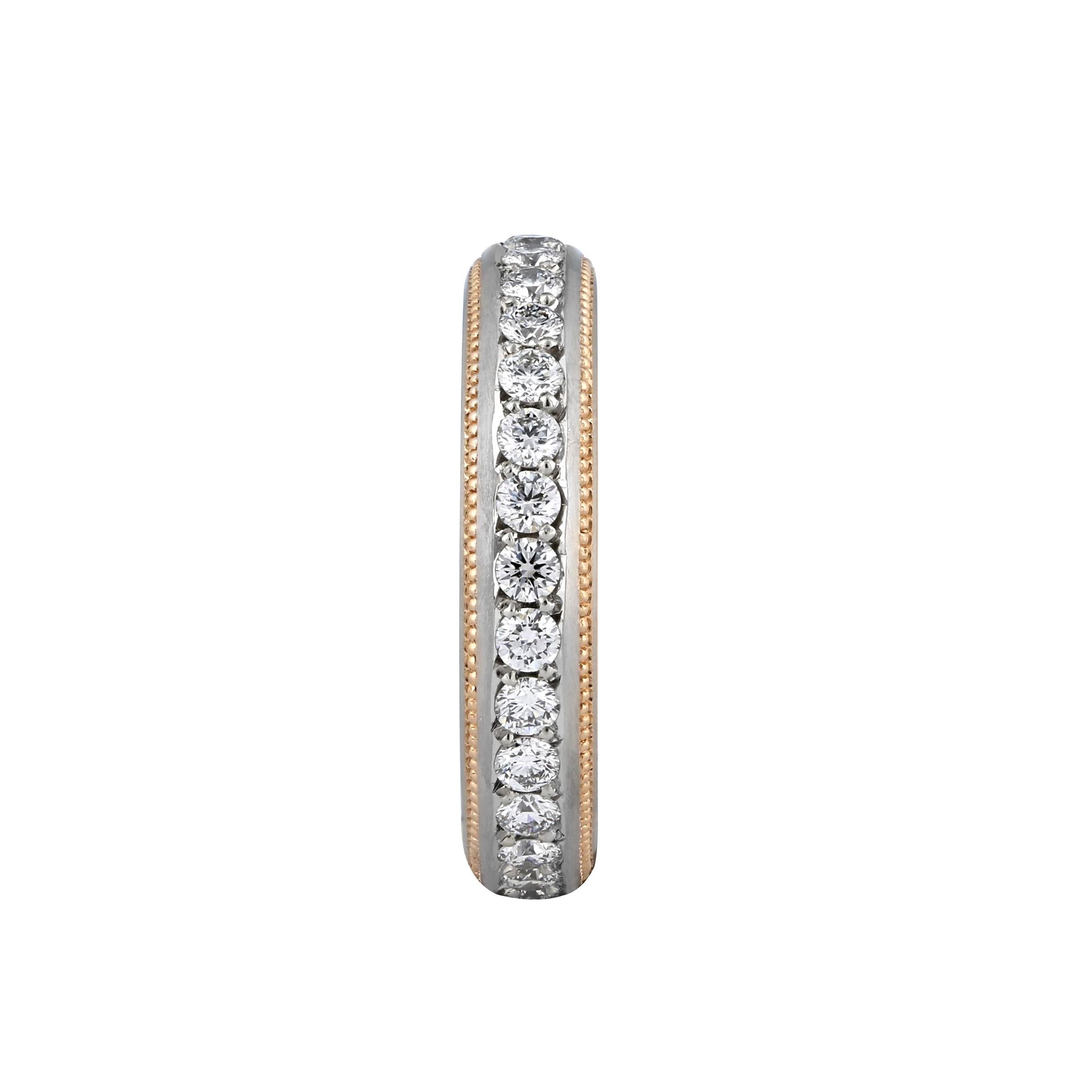 Modern Classic Diamond Eternity Band in Platinum and Rose Gold For Sale