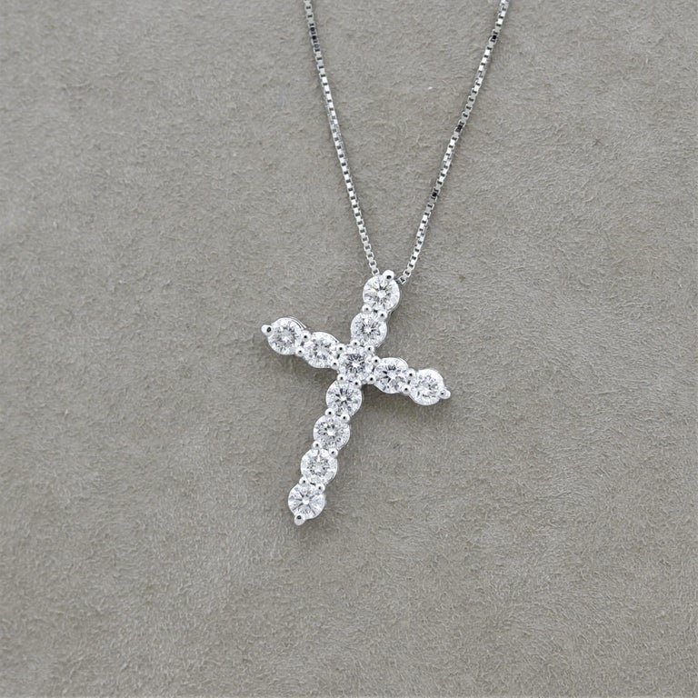 Classic Diamond Gold Cross Pendant For Sale at 1stDibs