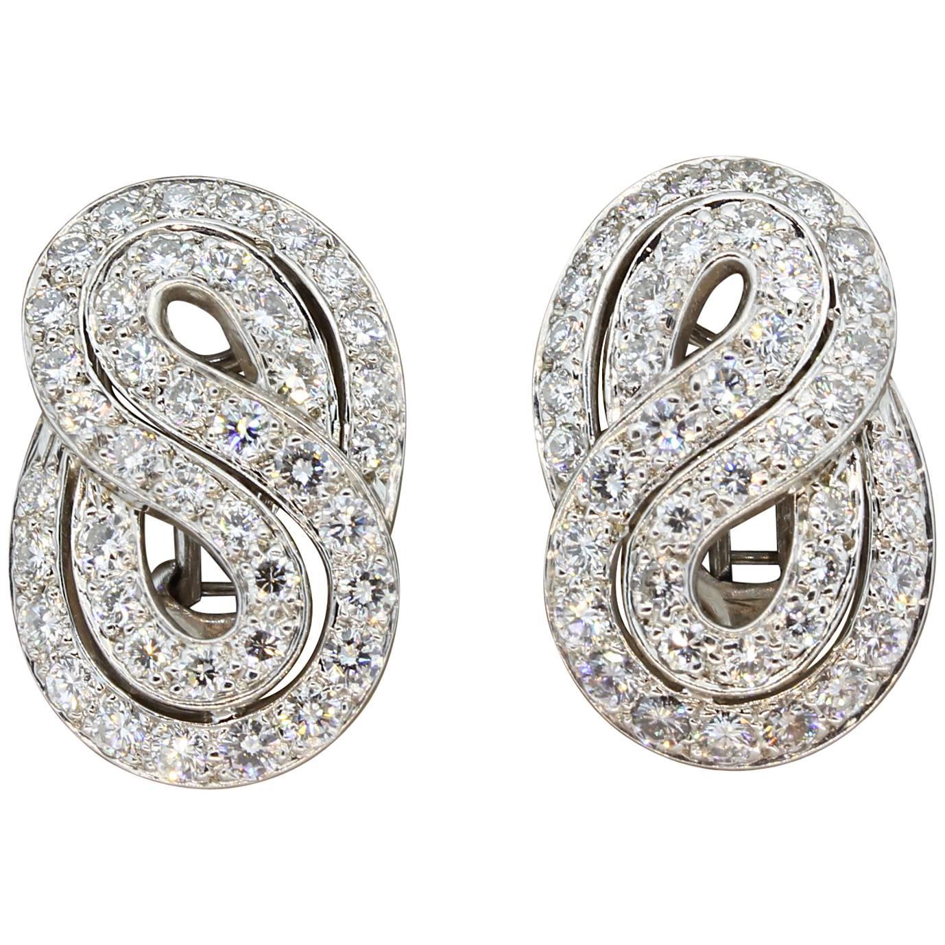 Classic Diamond Gold Infinity Clip-On Earrings