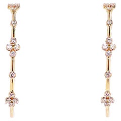 Klassische Diamant-Ohrringe, Gelbgold mit 28 Diamanten, Schraubbare Huggies