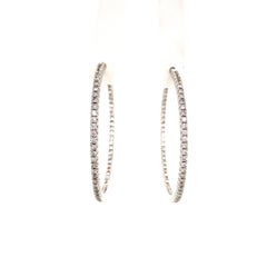 Classic Diamond Hoop Earrings in 18 Karat White Gold