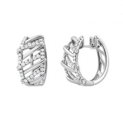 Orecchini classici con diamante a leva in oro bianco 14K per lei