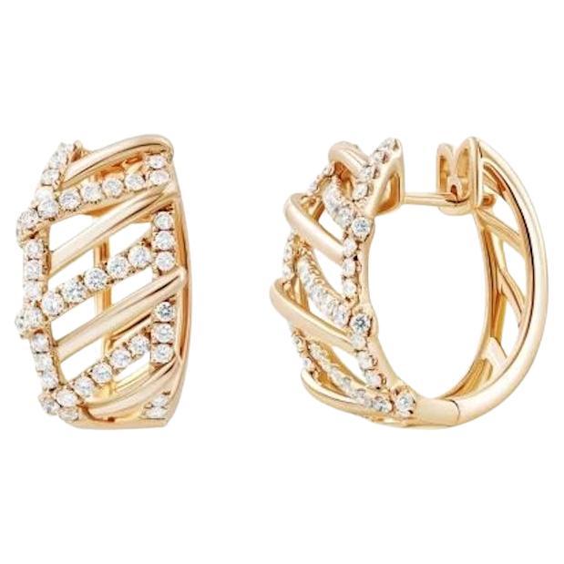 Taille rose Boucles d'oreilles classiques en or blanc 14K avec diamants pour elle en vente