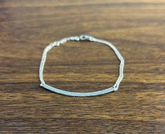 Classic Diamond Line Bar Statement 14K White Gold Chain Minimalistic Bracelet