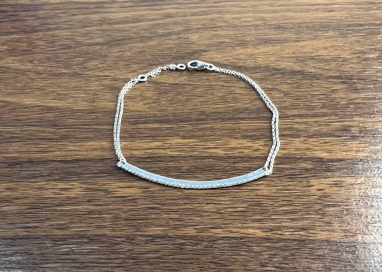 Classic Diamond Line Bar Statement 14K Weißgold Kette Minimalistische Armband (Zeitgenössisch) im Angebot
