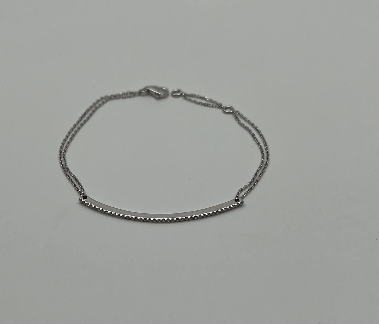 Classic Diamond Line Bar Statement 14K Weißgold Kette Minimalistische Armband im Zustand „Neu“ im Angebot in Oakton, VA