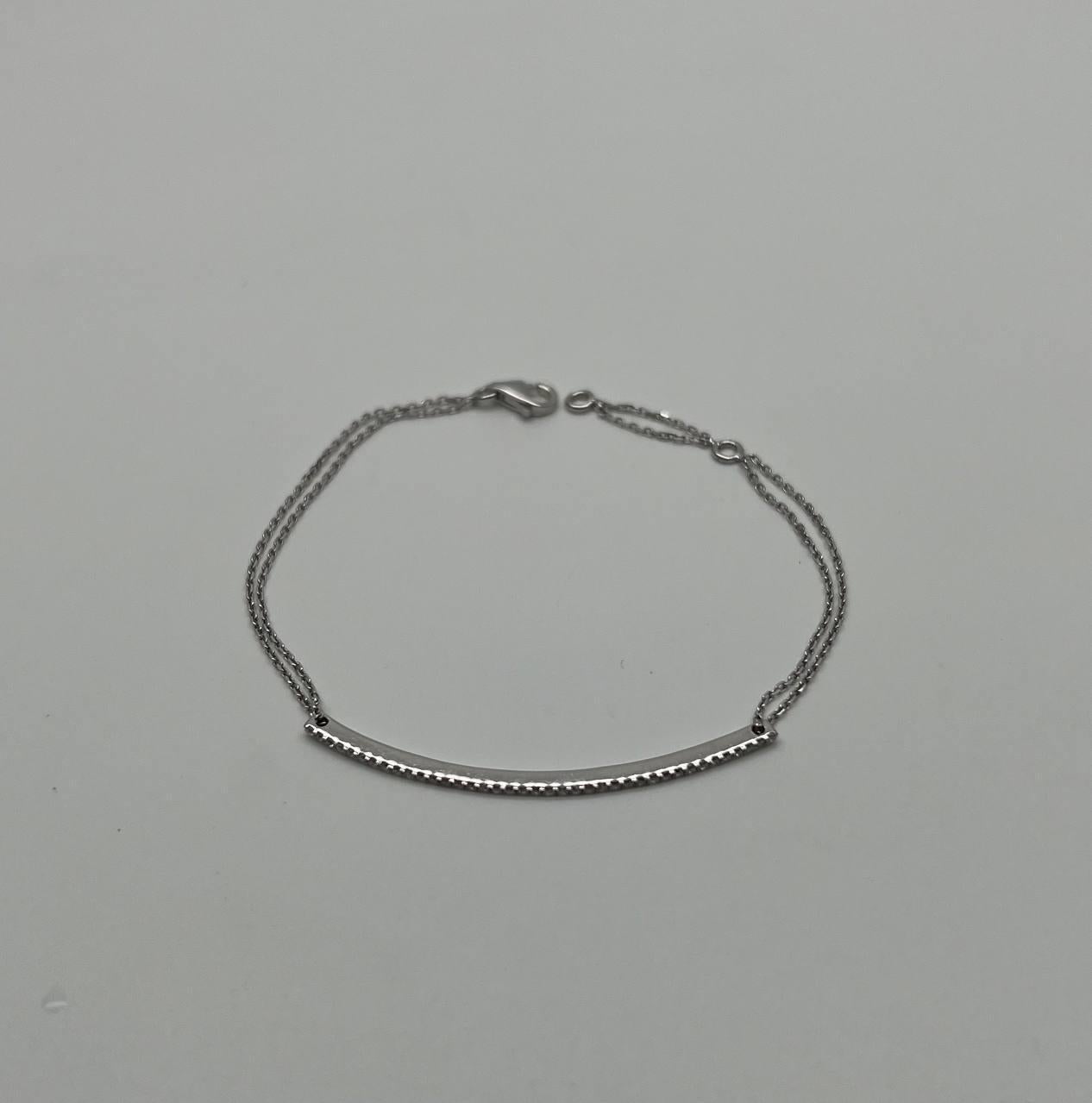 Classic Diamond Line Bar Statement 14K Weißgold Kette Minimalistische Armband Damen im Angebot