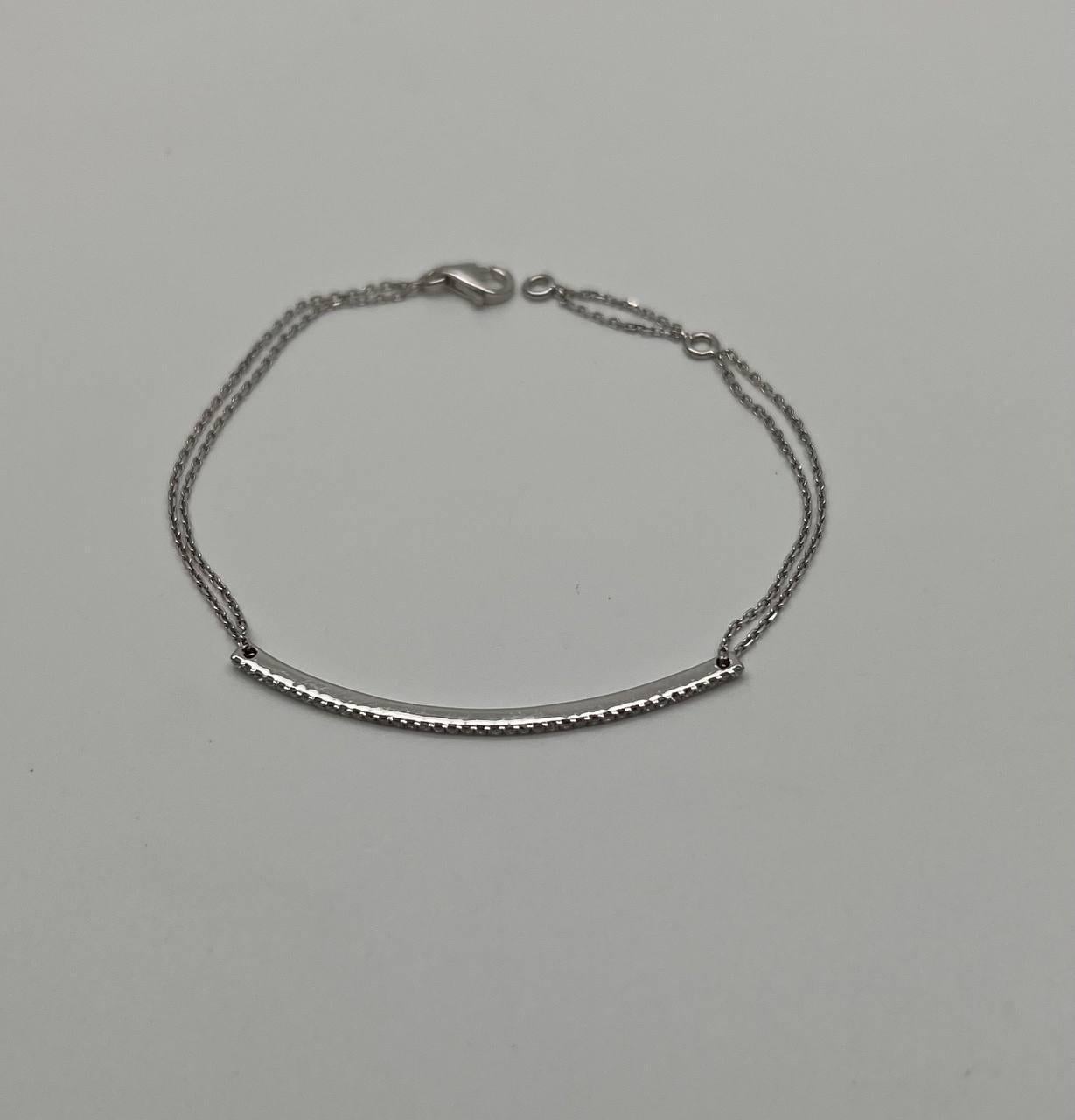 Classic Diamond Line Bar Statement 14K Weißgold Kette Minimalistische Armband im Angebot 1
