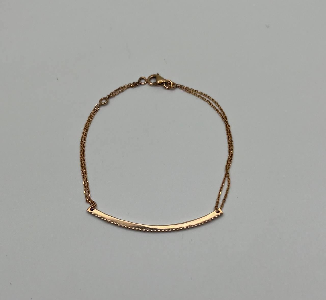 Taille ronde Classic Diamond Line Bar Statement 18K Gold Chain Minimalistic Dainty Bracelet en vente