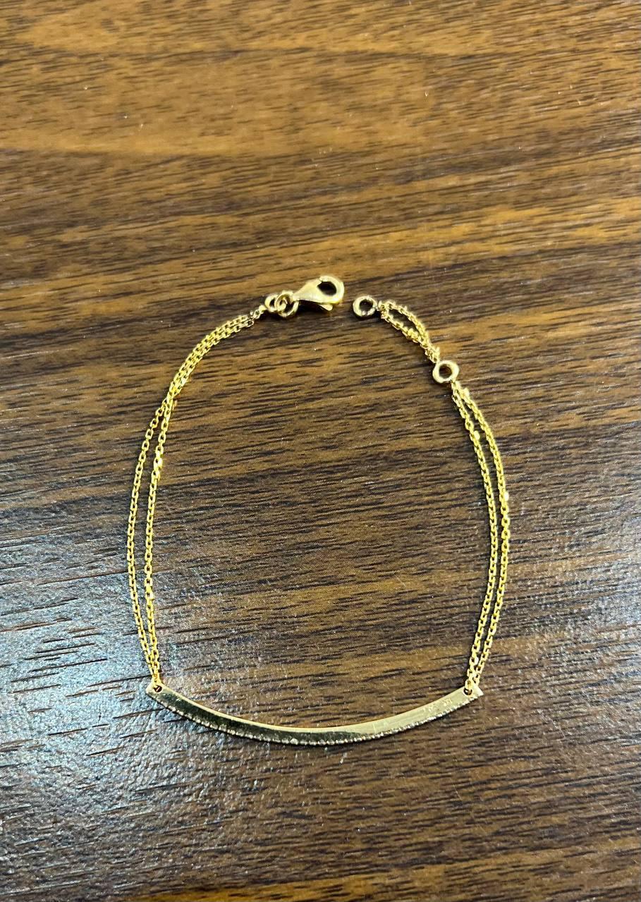 Classic Diamond Line Bar Statement 18K Gold Chain Minimalistic Dainty Bracelet Neuf - En vente à Oakton, VA